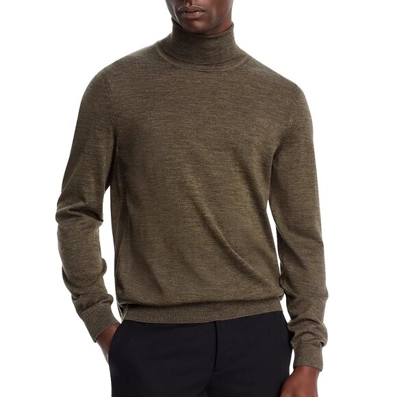 Hugo Boss Men's Long Sleeve BOSS Musso Turtleneck Virgin Wool Knit Sweater Green - Picture 1 of 6
